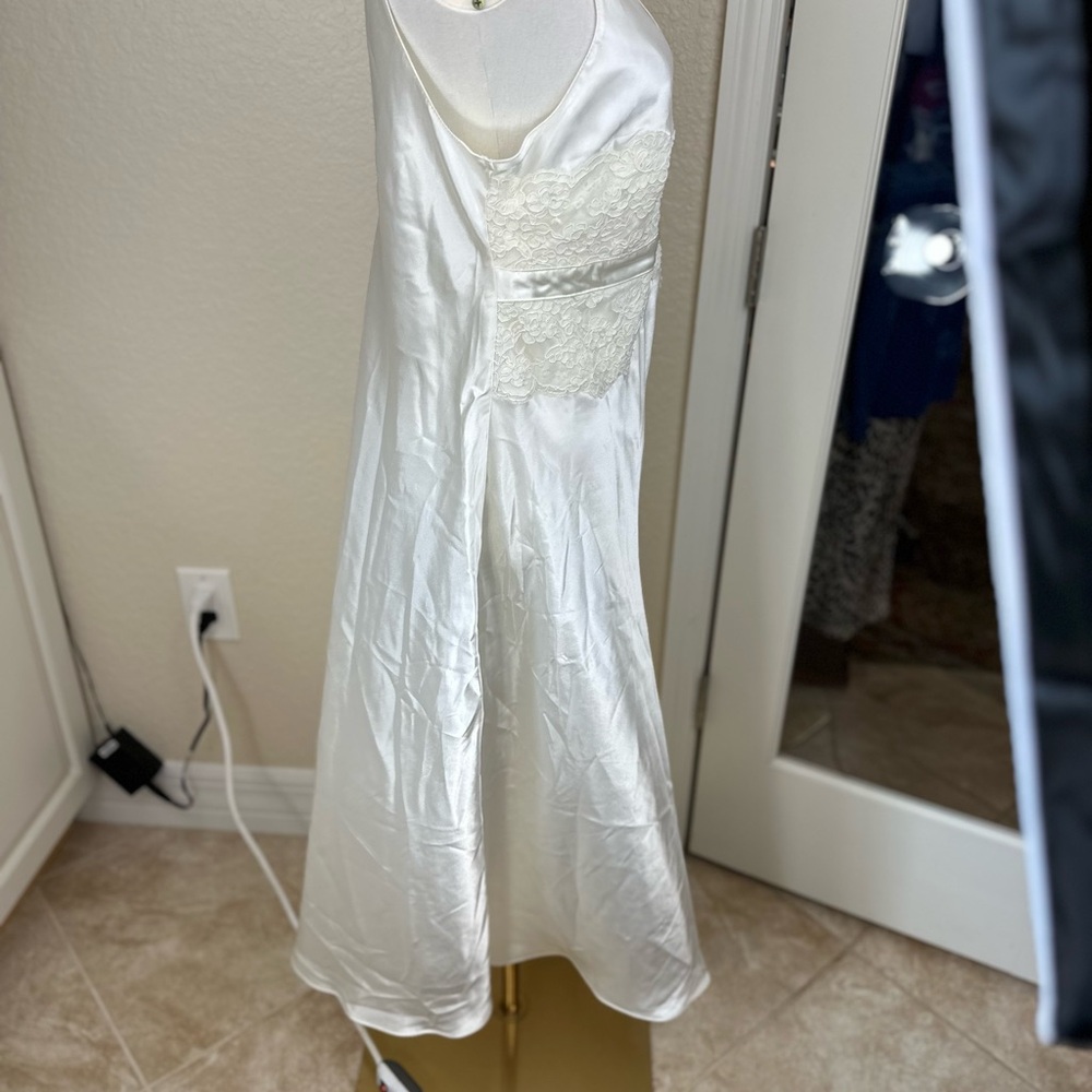 Jones of New‎ York size large white slip mini dress w lace accent - Picture 7 of 15